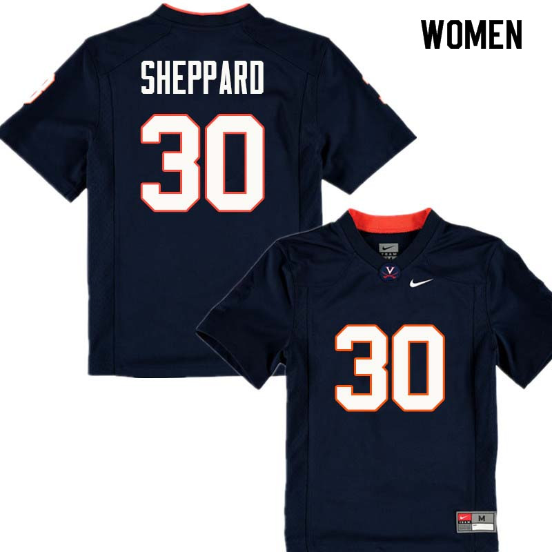Women #30 Dominic Sheppard Virginia Cavaliers College Football Jerseys Sale-Navy